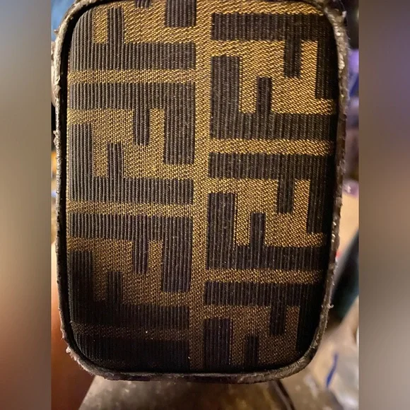 AUTHENTIC Fendi black and brown INFINITY ZUCCA BAG/Pouch measures 6x4 - Picture 2 of 11